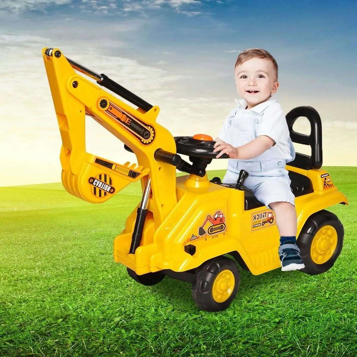 Ausway Kids Excavator Ride On Digger Toy Children Bulldozer Loader Car