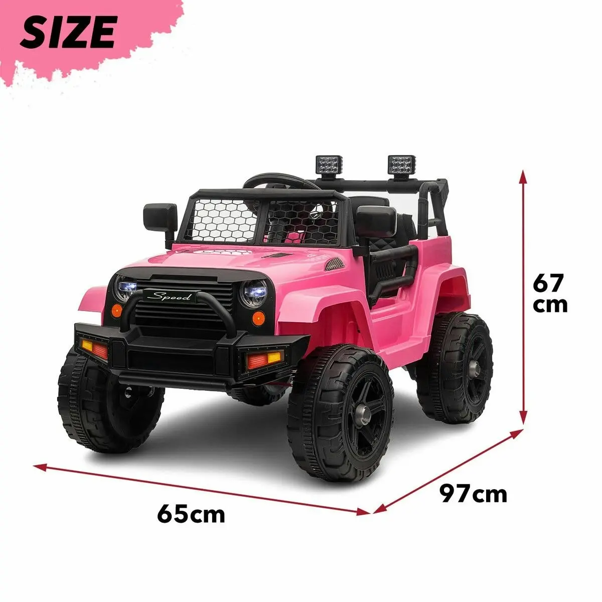 Ausway Kids Electric Car Ride On Truck Parental Remote Control Toy Jeep Vehicle 12V Pink Childrens Spring Suspension LED AUX Port