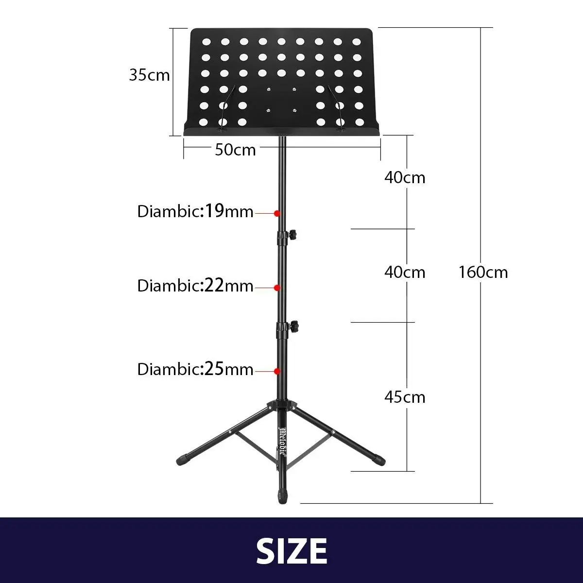 Melodic  Folding Music Sheet Stand with Rubber Feet