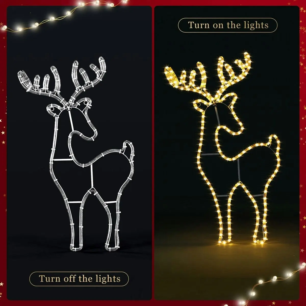 Solight  Reindeer Christmas Light LED Strip Rope Xmas Holiday Ornament Outdoor Indoor IP65 88x50cm