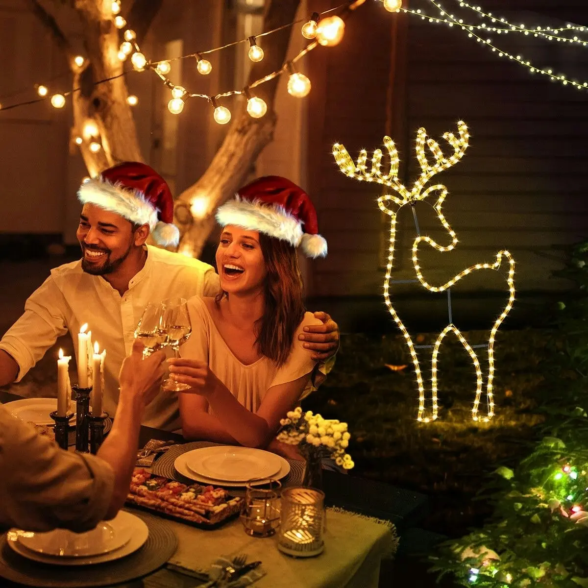 Solight  Reindeer Christmas Light LED Strip Rope Xmas Holiday Ornament Outdoor Indoor IP65 88x50cm