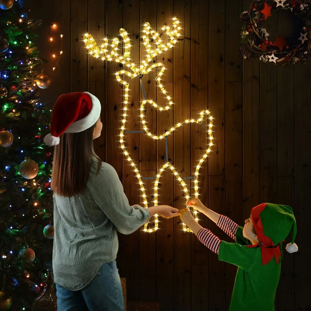 Solight  Reindeer Christmas Light LED Strip Rope Xmas Holiday Ornament Outdoor Indoor IP65 88x50cm