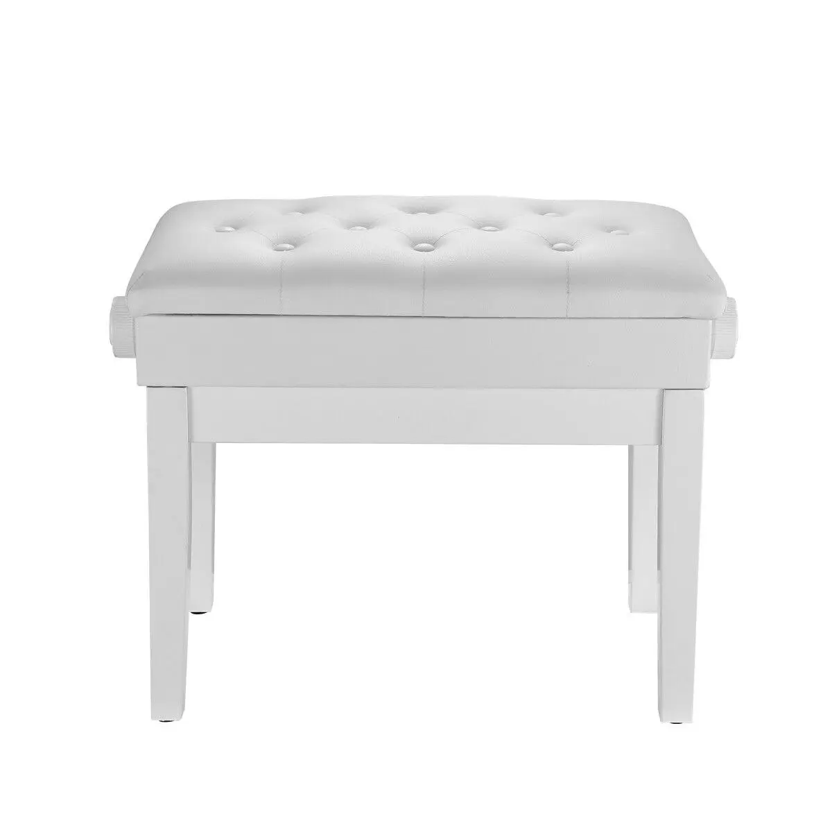 Melodic  Height Adjustable Piano Keyboard Stool Chair Bench Seat with Padded Cushion and Storage Compartment White