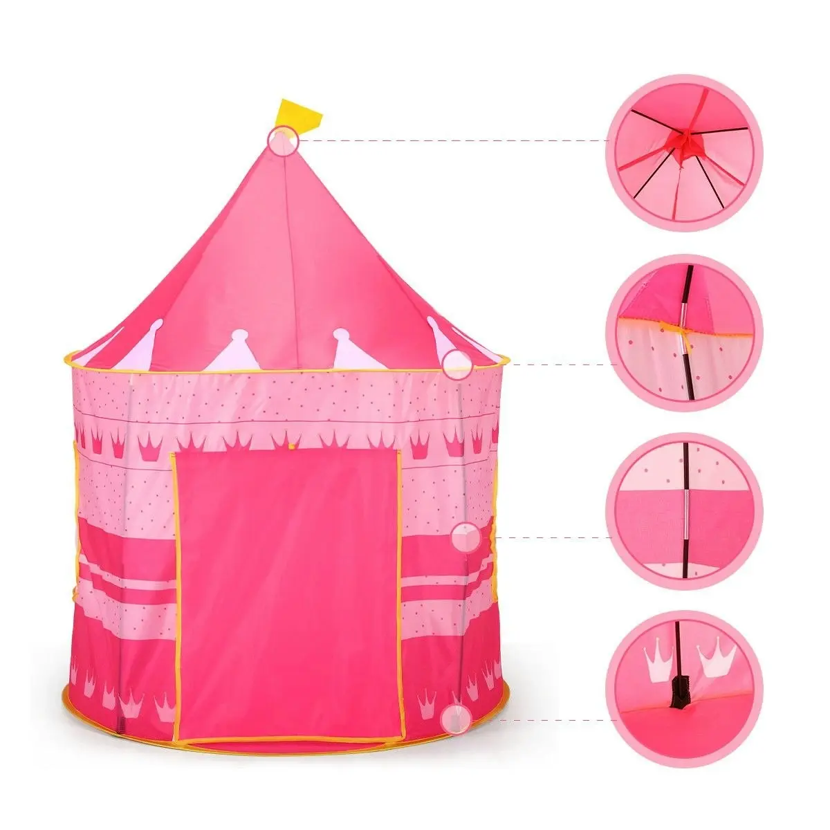 Ausway Kids Play Tent Princess Castle for Girls Children Play House Indoor Outdoor Game Pink