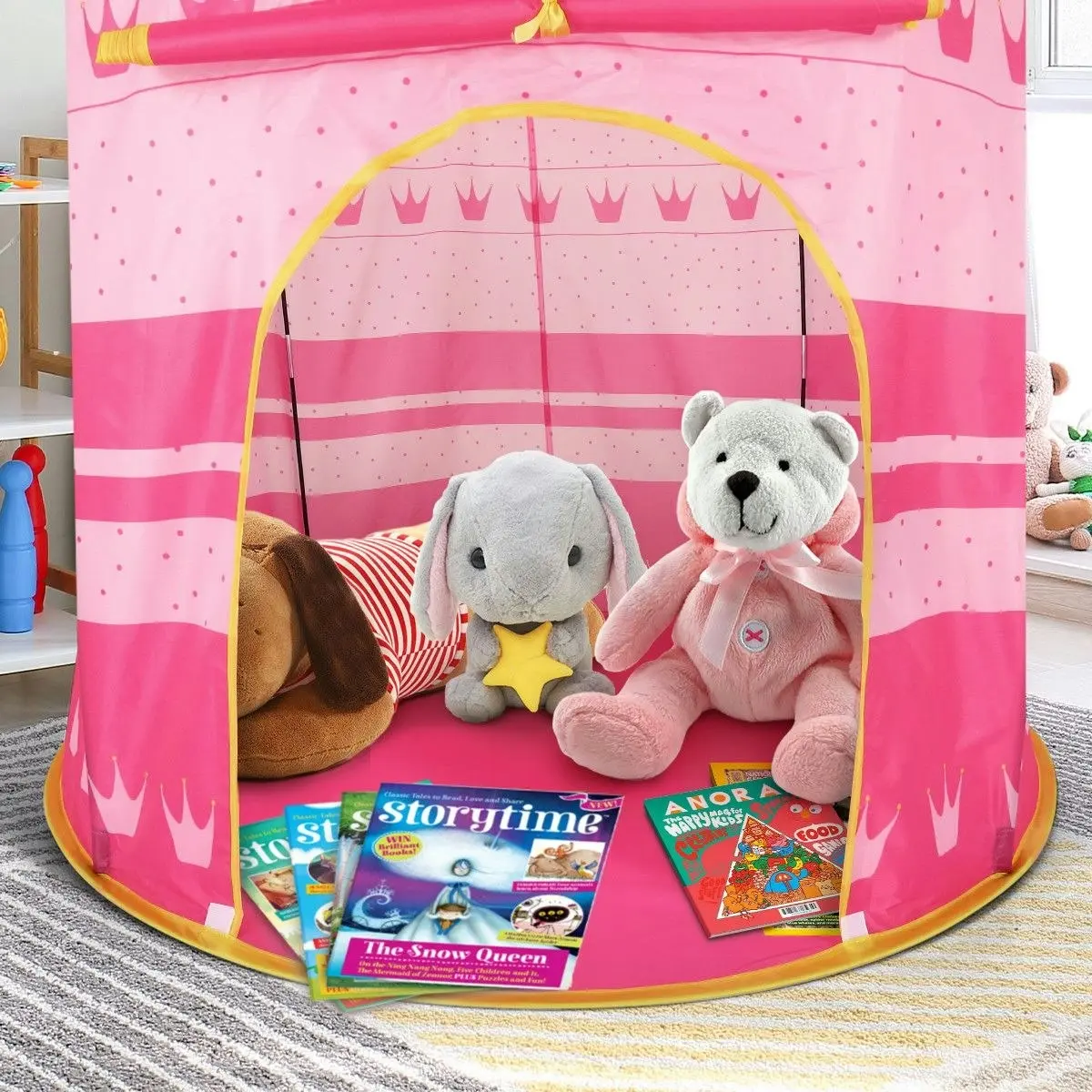 Ausway Kids Play Tent Princess Castle for Girls Children Play House Indoor Outdoor Game Pink