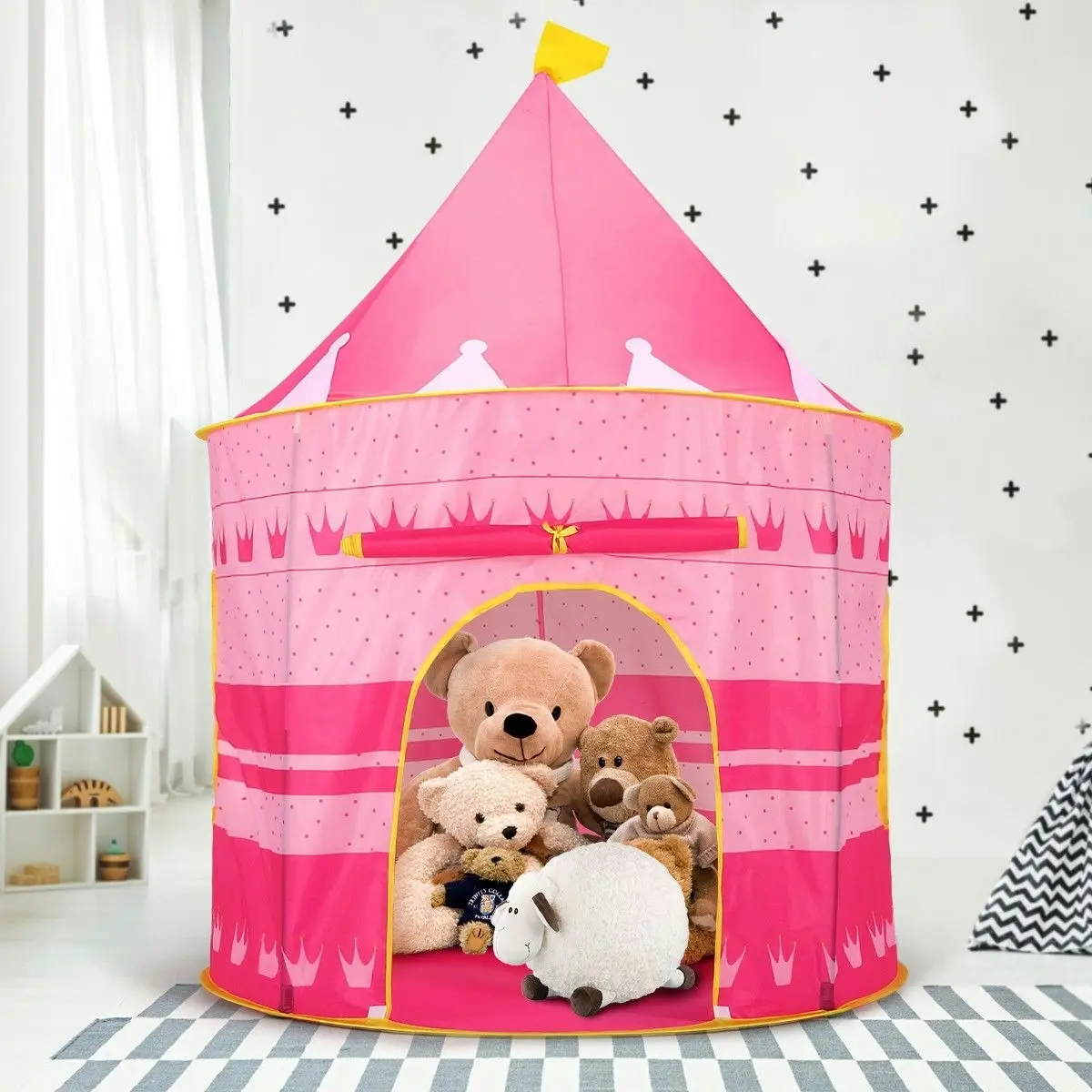 Ausway Kids Play Tent Princess Castle for Girls Children Play House Indoor Outdoor Game Pink