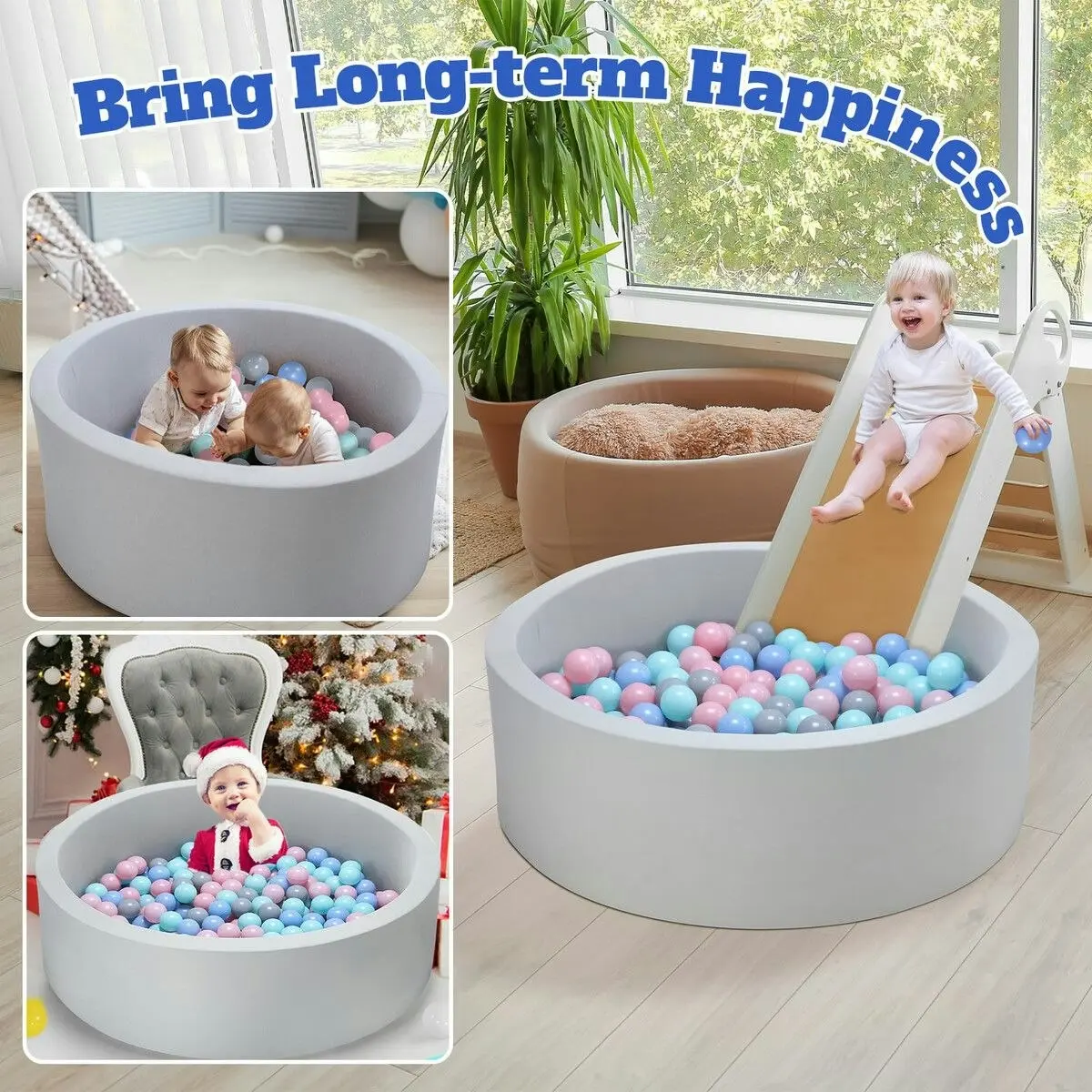 Ausway Ball Pit Toy Pool Foam Childrens Activity Centre Softplay Playpen Fence Play Area Babyroom Decoration 90x30cm Indoor Outdoor