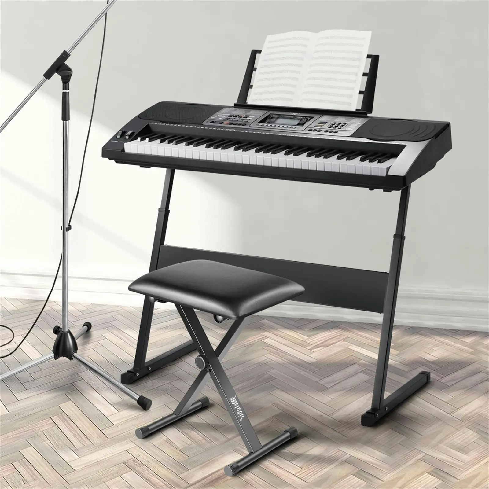 Melodic Keyboard Bench Stool  X Style Adjustable Padded  Folding Padded Piano Seat