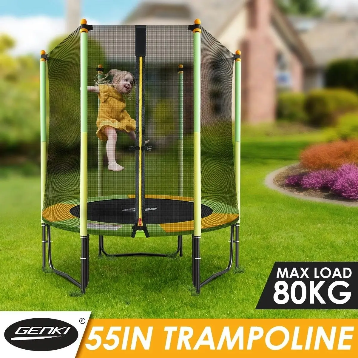 Genki  55 inch  Round Outdoor Indoor Mini Trampoline with Safety Enclosure 80KG