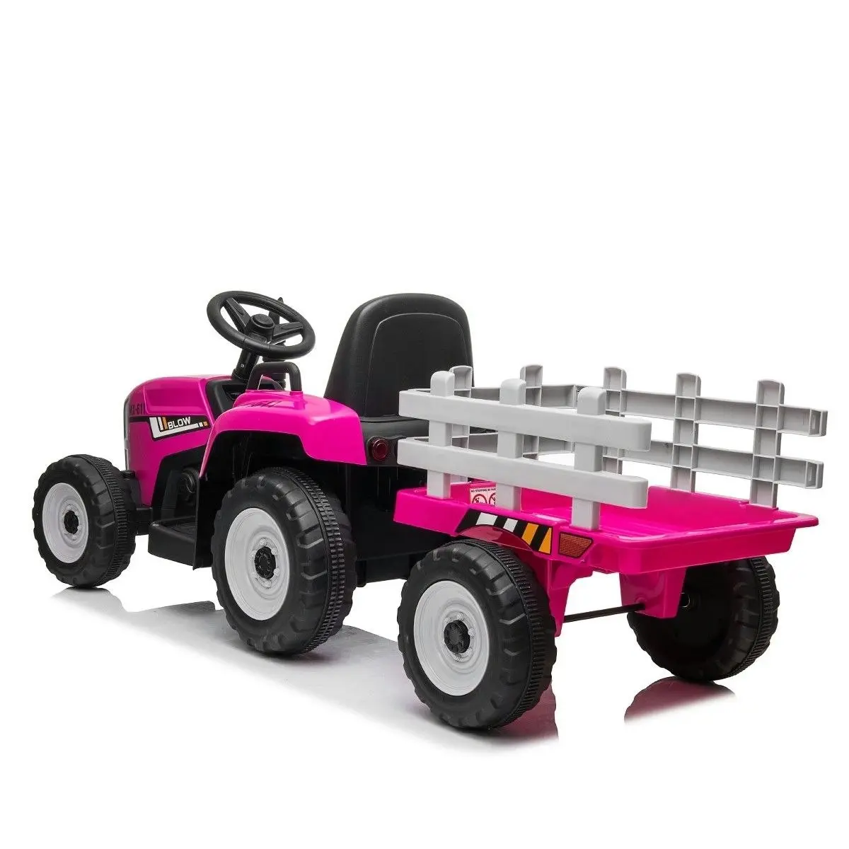 Ausway Kids Farm Tractor Electric Ride On Toys 2.4G R/C Remote Control Cars w/ Trailer Neon Pink