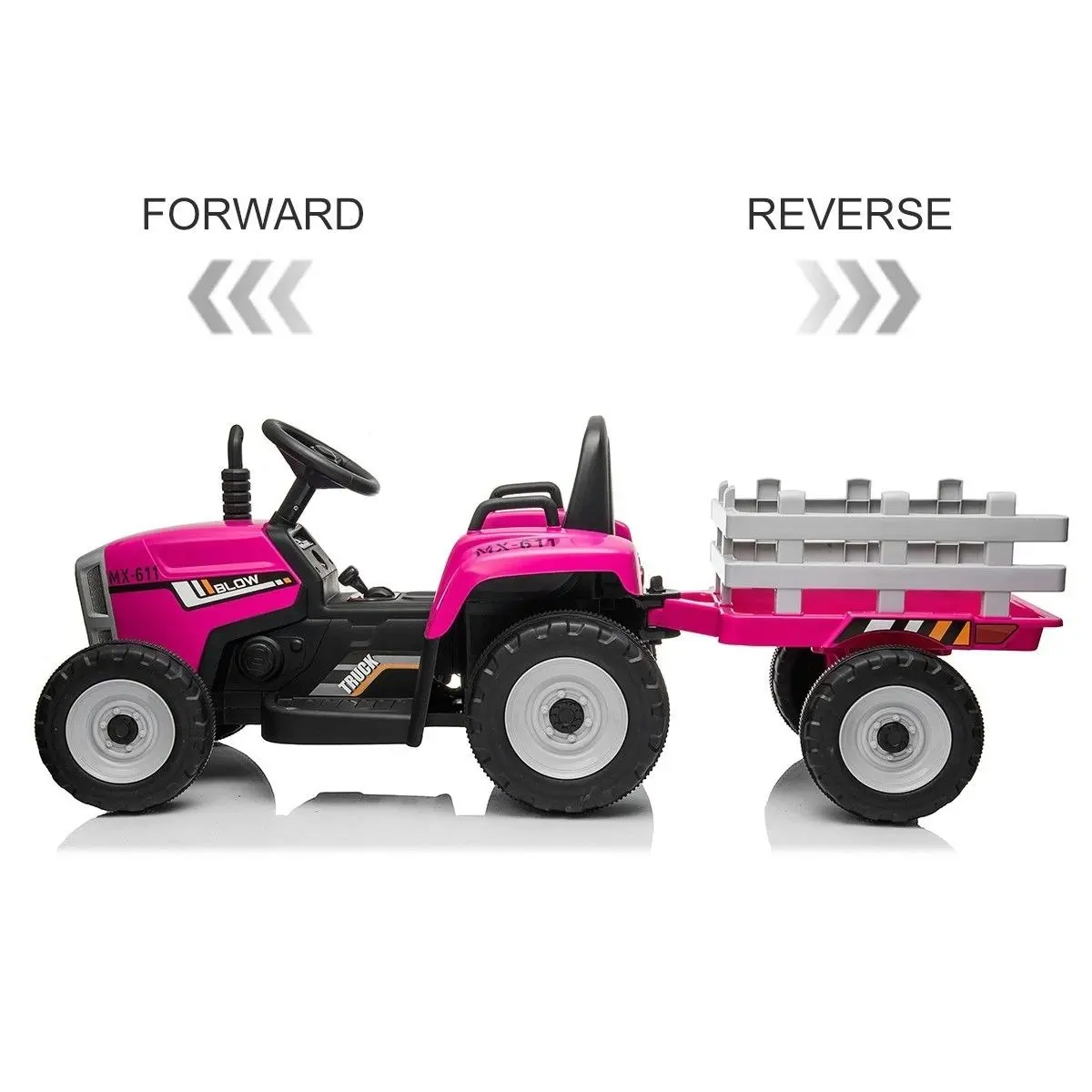 Ausway Kids Farm Tractor Electric Ride On Toys 2.4G R/C Remote Control Cars w/ Trailer Neon Pink