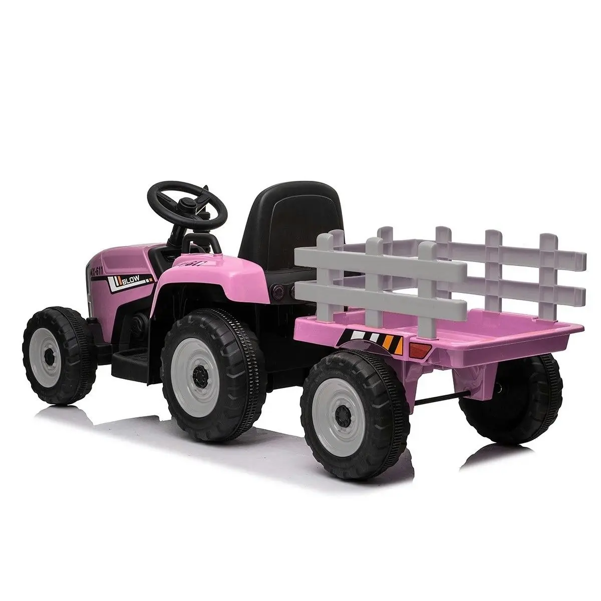 Ausway Kids Farm Tractor Electric Ride On Toys 2.4G R/C Remote Control Cars w/ Trailer Pink