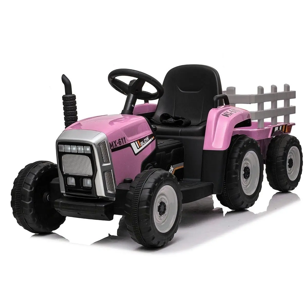 Ausway Kids Farm Tractor Electric Ride On Toys 2.4G R/C Remote Control Cars w/ Trailer Pink