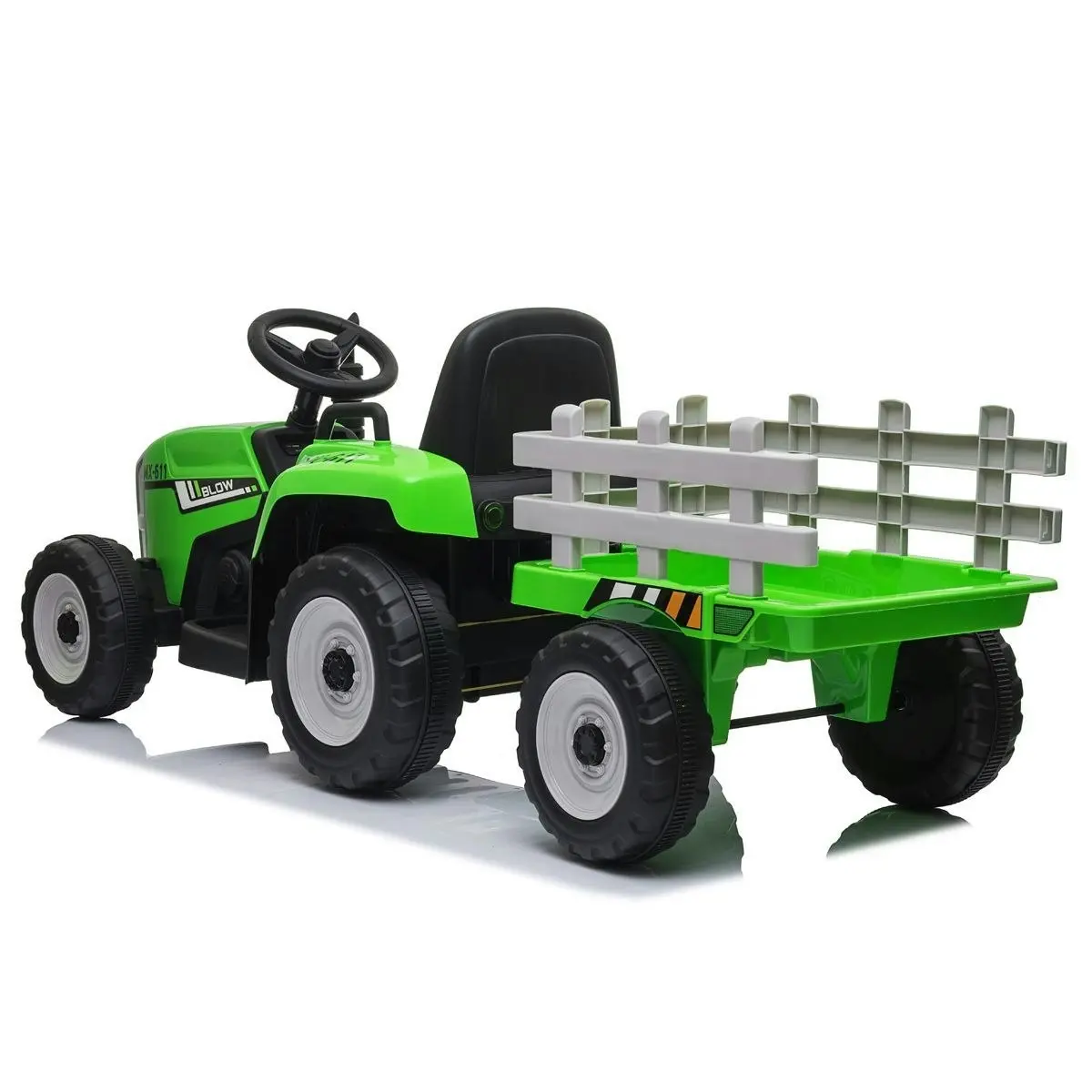 Ausway Kids Farm Tractor Electric Ride On Toys 2.4G R/C Remote Control Cars w/ Trailer Green