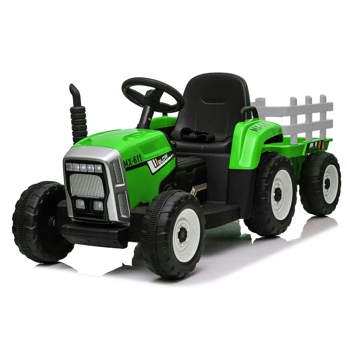 Ausway Kids Farm Tractor Electric Ride On Toys 2.4G R/C Remote Control Cars w/ Trailer Green