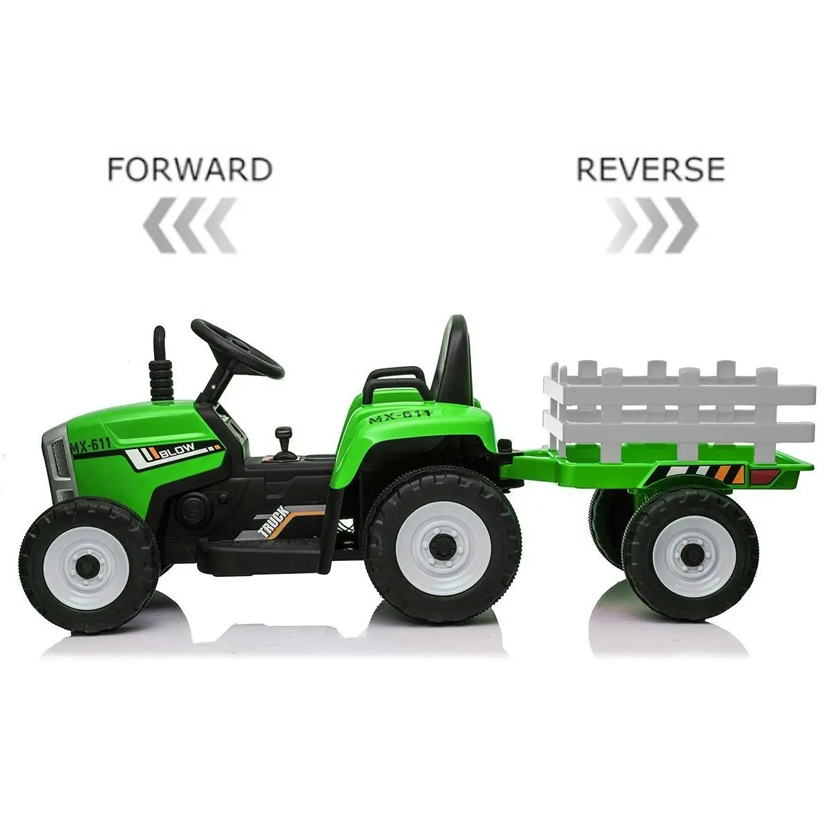 Ausway Kids Farm Tractor Electric Ride On Toys 2.4G R/C Remote Control Cars w/ Trailer Green