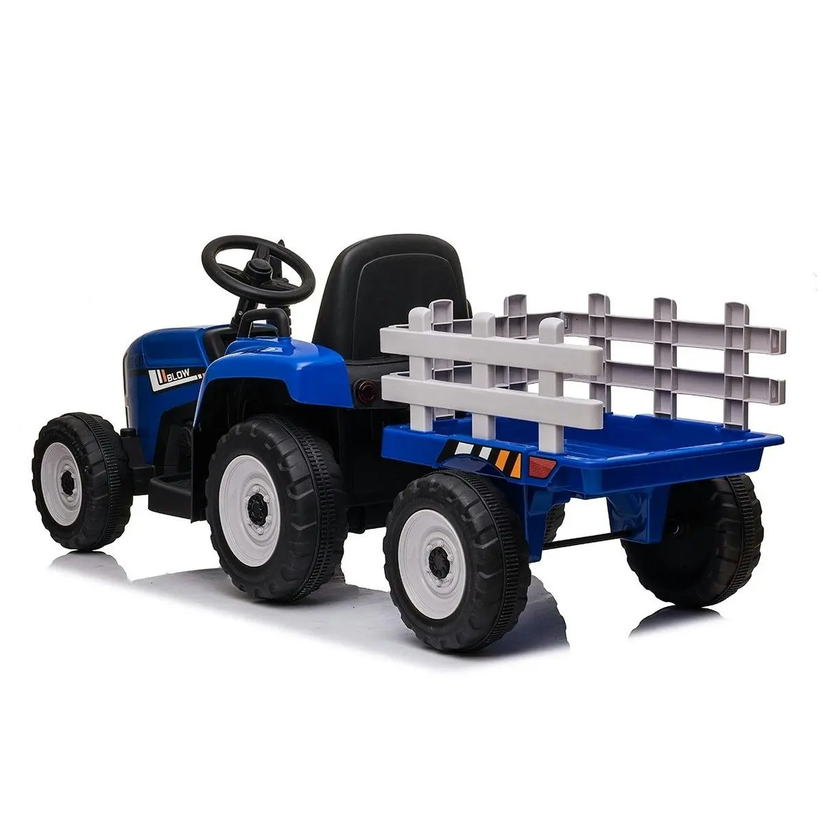 Ausway Kids Farm Tractor Electric Ride On Toys 2.4G R/C Remote Control Cars w/ Trailer Blue