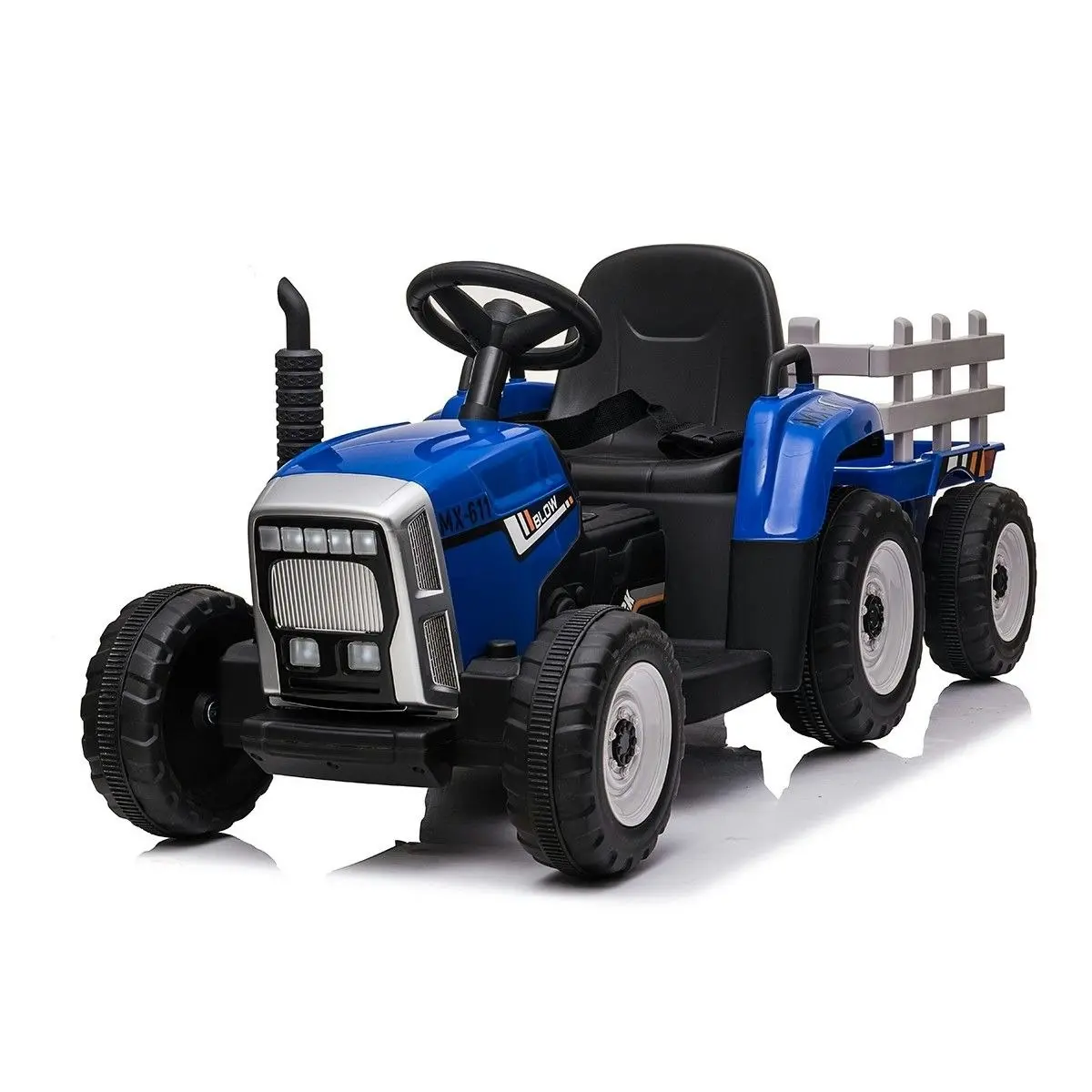 Ausway Kids Farm Tractor Electric Ride On Toys 2.4G R/C Remote Control Cars w/ Trailer Blue