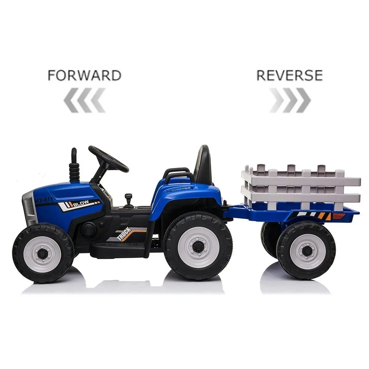 Ausway Kids Farm Tractor Electric Ride On Toys 2.4G R/C Remote Control Cars w/ Trailer Blue