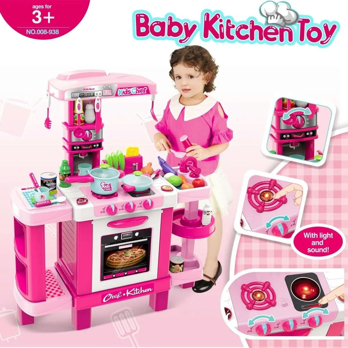 Ausway 29 Pcs Large Kids Kitchen Pretend Play Set Children Cooking Toys Toddler Gift