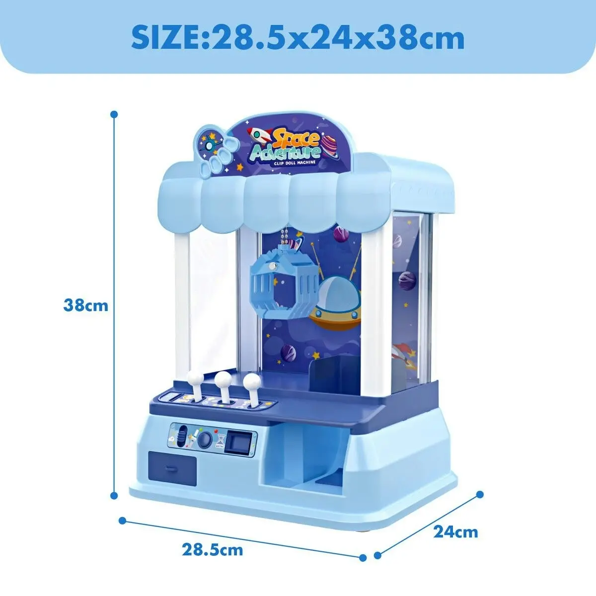 Ausway Mini Toy Claw Machine Arcade Grabber Carnival Candy Gaming Fair Party Birthday Xmas LED Light Animation Blue