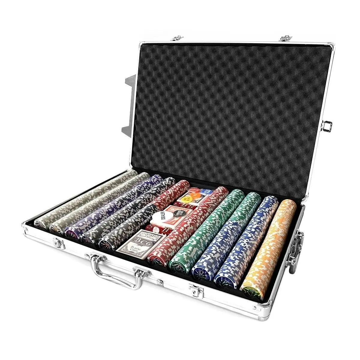 Ausway 1000 Holographic Eagle Chips Professional Poker Card Game Play Set Casino Dice Aluminium Case