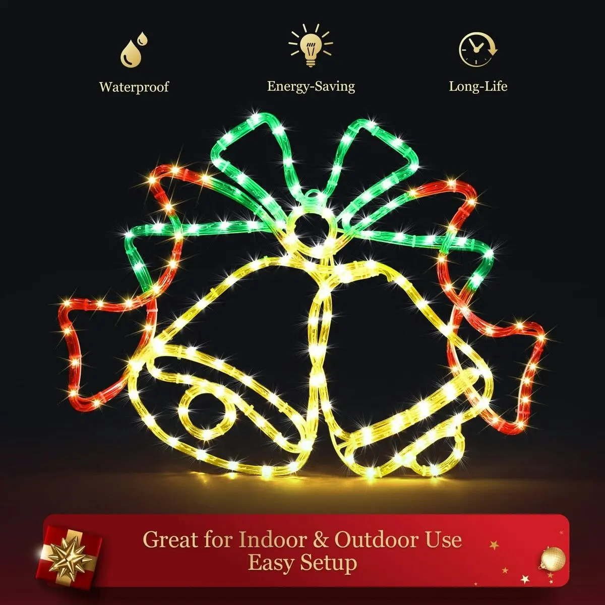 Solight Christmas LED Light Strip Rope Xmas Bell Decor Holiday Ornament Outdoor Indoor 60 x 40CM