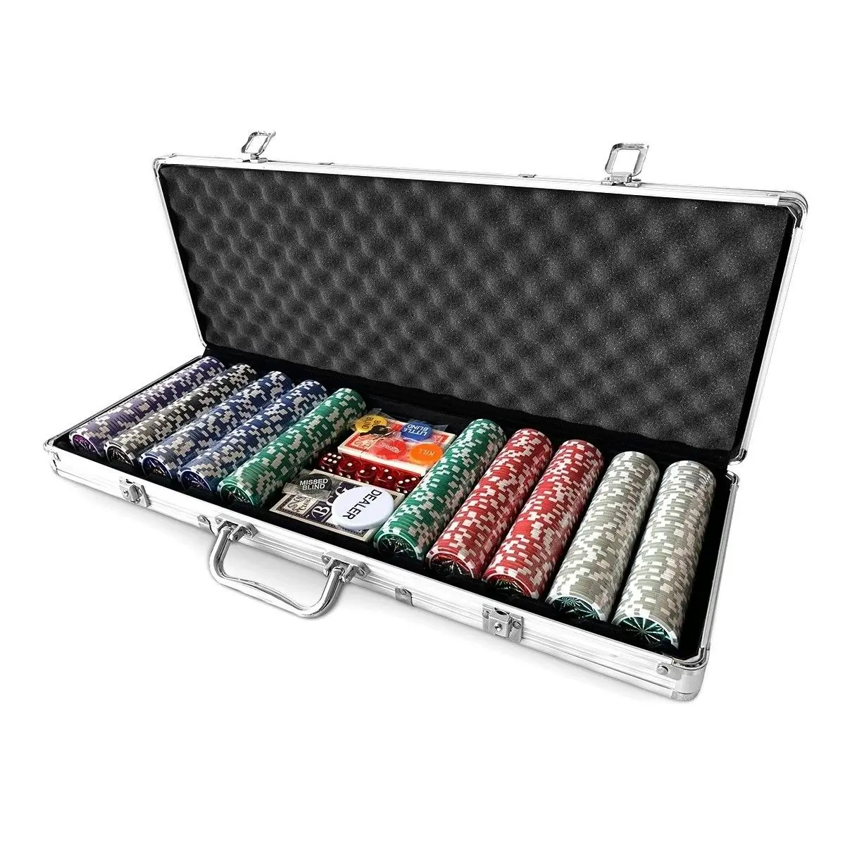 Ausway 500 Holographic Eagle Chips Professional Poker Card Game Play Set Casino Dice Aluminium Case