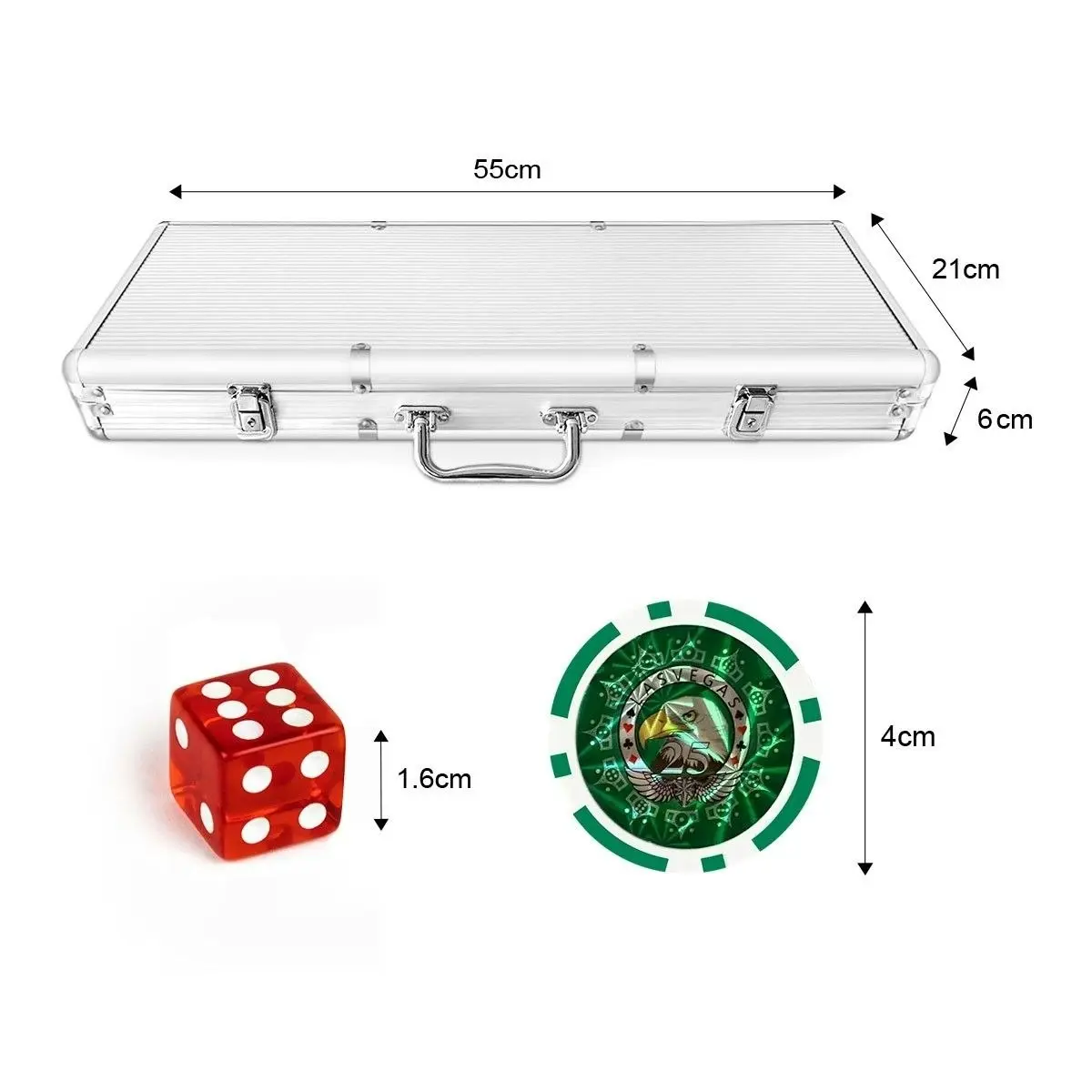 Ausway 500 Holographic Eagle Chips Professional Poker Card Game Play Set Casino Dice Aluminium Case