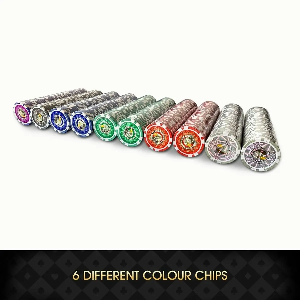 Ausway 500 Holographic Eagle Chips Professional Poker Card Game Play Set Casino Dice Aluminium Case