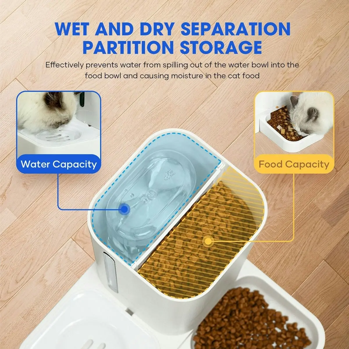 Pet Scene Automatic Cat Feeder 1.5L Water Dispenser 2L Food Bowl Auto Pet Feeding Gravity Fed for Small Medium Large Pets 2 In 1 Petscene