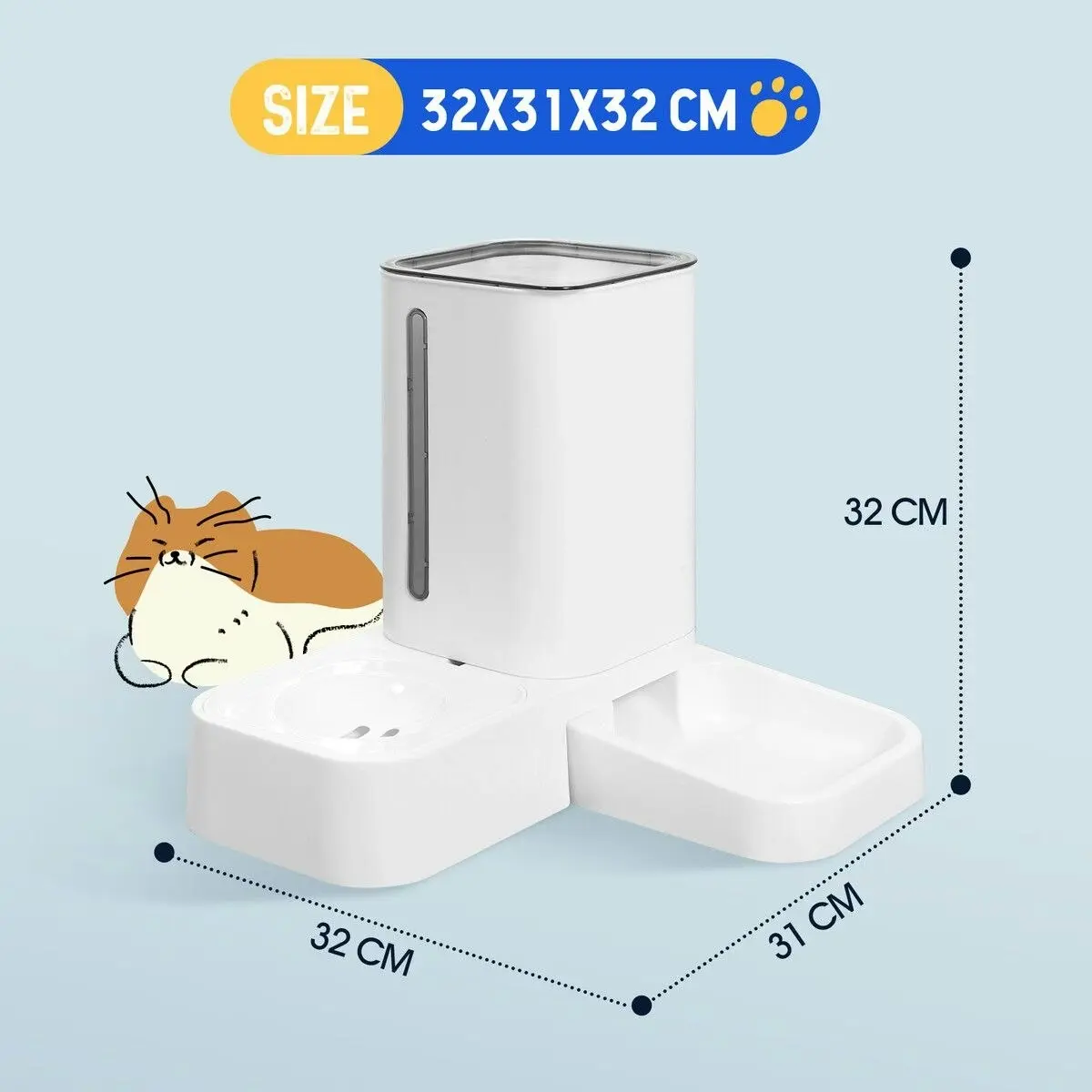 Pet Scene Automatic Cat Feeder 1.5L Water Dispenser 2L Food Bowl Auto Pet Feeding Gravity Fed for Small Medium Large Pets 2 In 1 Petscene