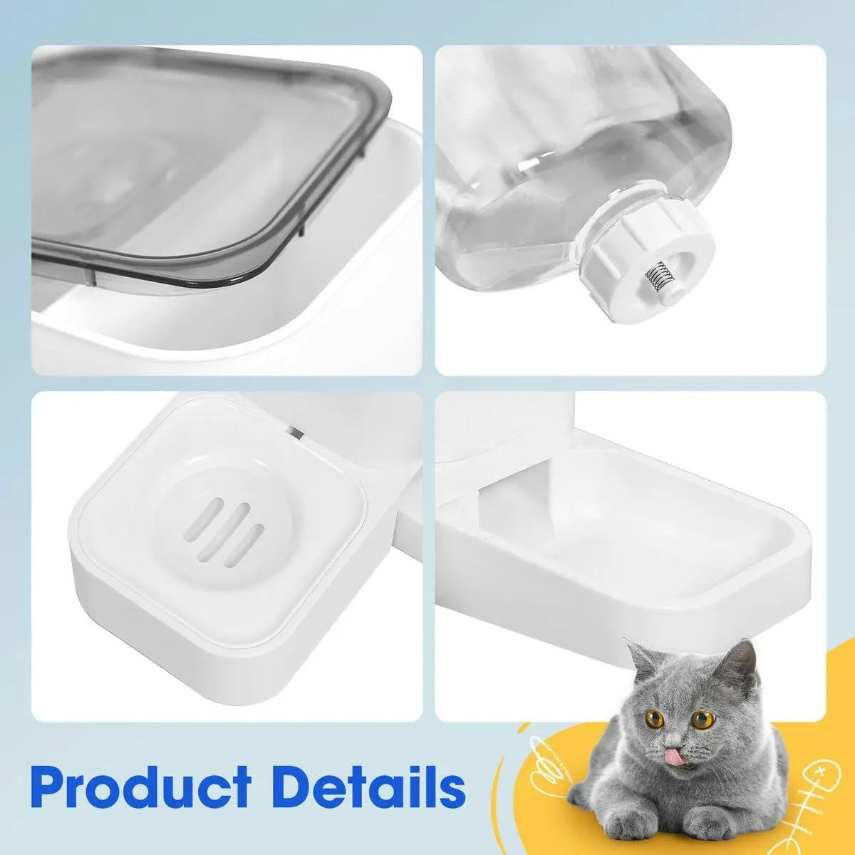 Pet Scene Automatic Cat Feeder 1.5L Water Dispenser 2L Food Bowl Auto Pet Feeding Gravity Fed for Small Medium Large Pets 2 In 1 Petscene