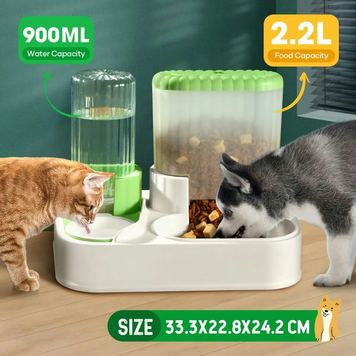 Pet Scene Auto Cat Feeder All-in-One Water Dispenser 2.2L Dog Food Bowl Automatic Gravity Pet Feeding Small Medium Large Pets Petscene