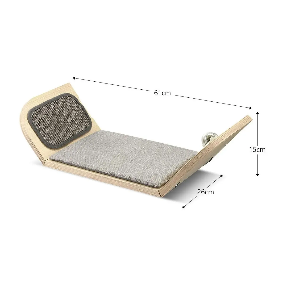 AFP  Wood Cat Wall Mounted Bed Climbing Shelf Scratcher Soft Mat Pad Climber Catnip Ball Pet Furniture