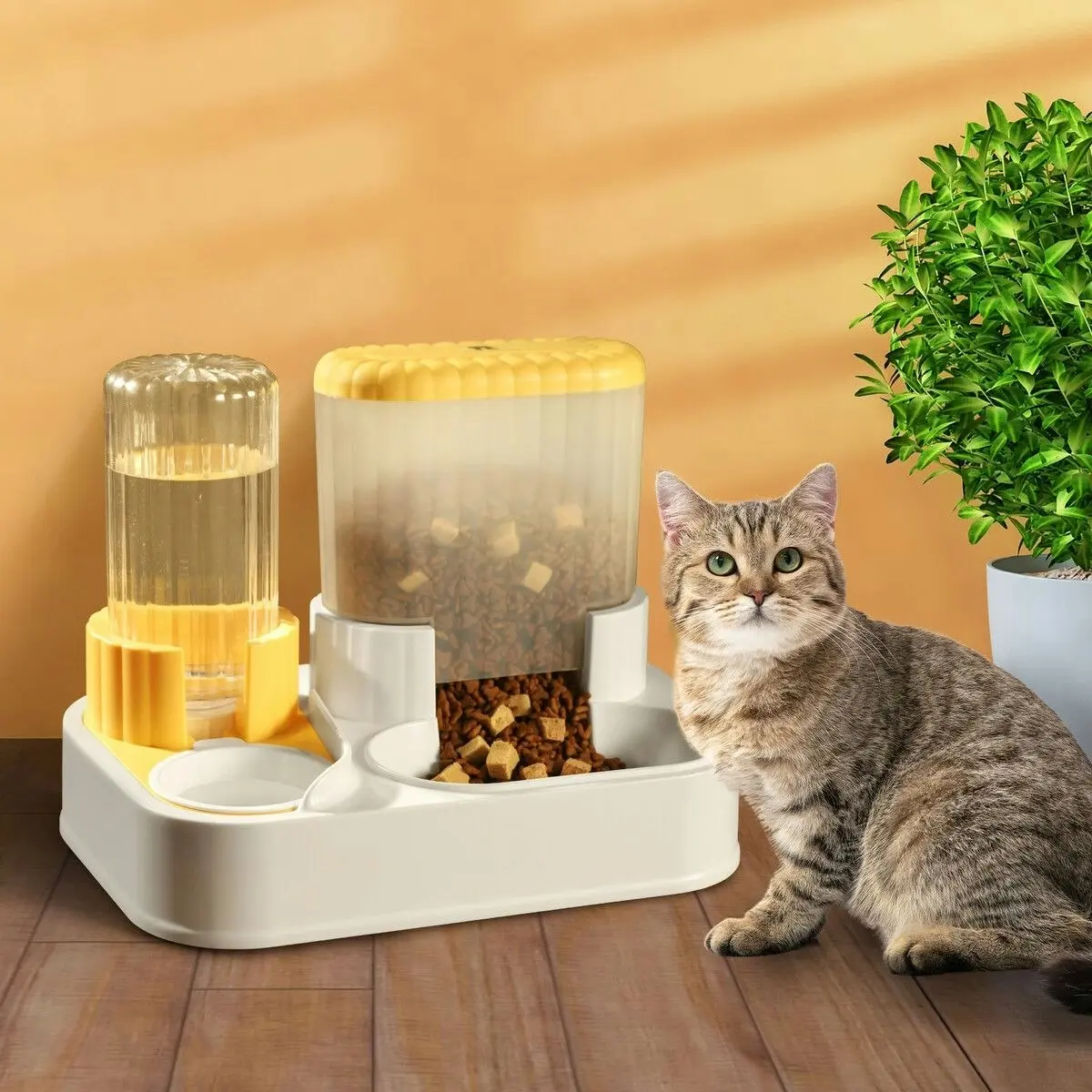 Pet Scene 2-in-1 Automatic Pet Cat Feeder Dog Water Dispenser 2.2L Food Bowl Gravity Auto Feeding Set for Small Medium Large Pets Petscene