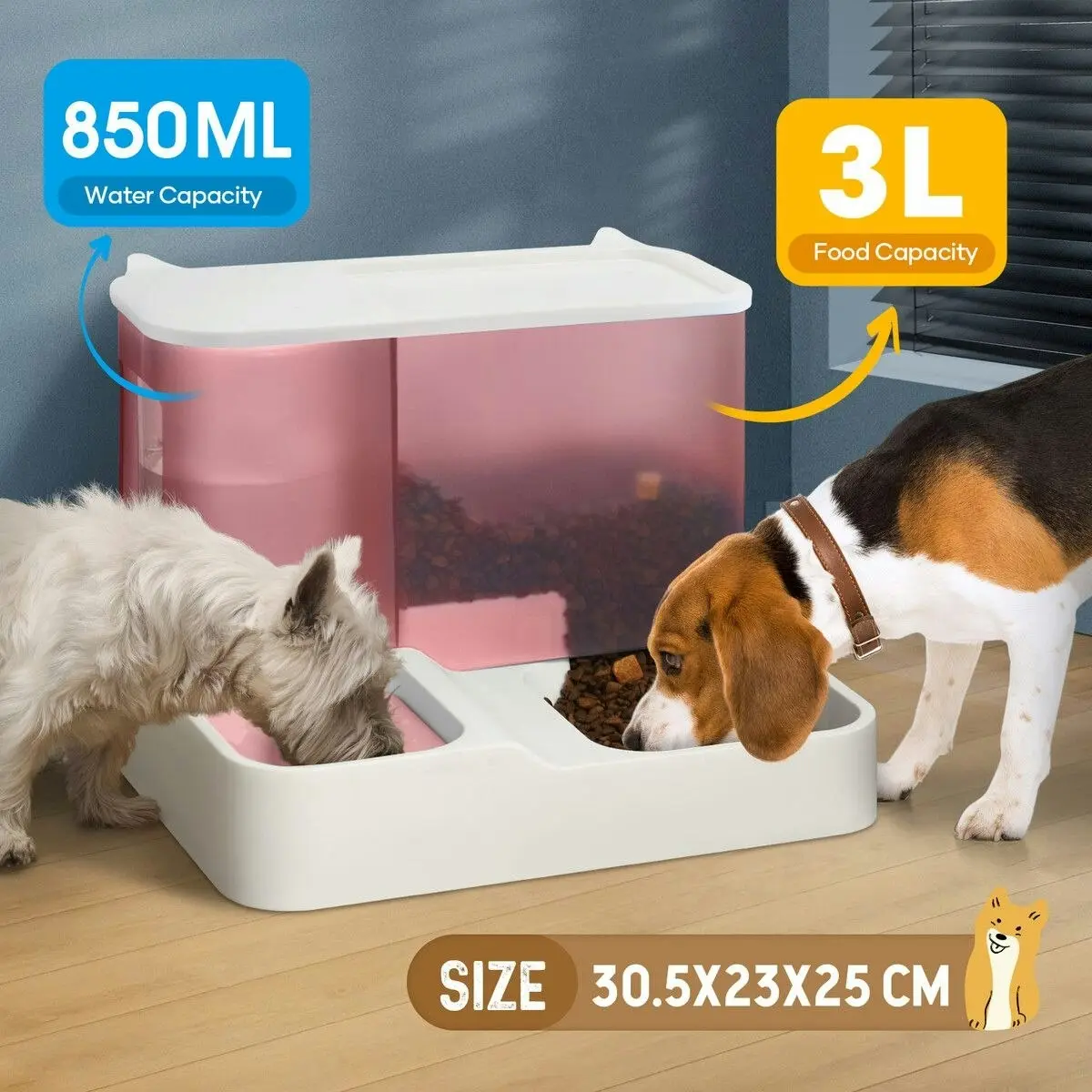 Pet Scene Automatic Dog Feeder Cat Bowl Auto Feeding Water Dispenser 3L Food Gravity Fed Small Medium Large Pets 2 in 1 Petscene