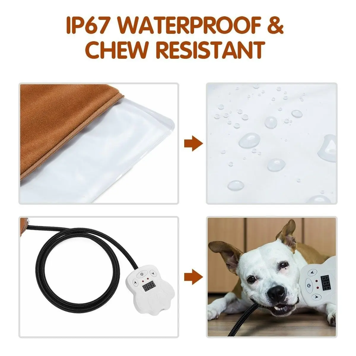 Pet Scene Pet Heating Pad Dog Cat Electric Heated Mat Puppy Heater Blanket Heat Bed Waterproof Cover 65x40cm Brown