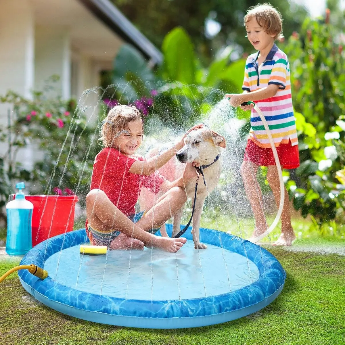 AFP  Pet Dog Sprinkler Splash Pad Mat Kids Outdoor Water Play Spray Pool Toy 130cm