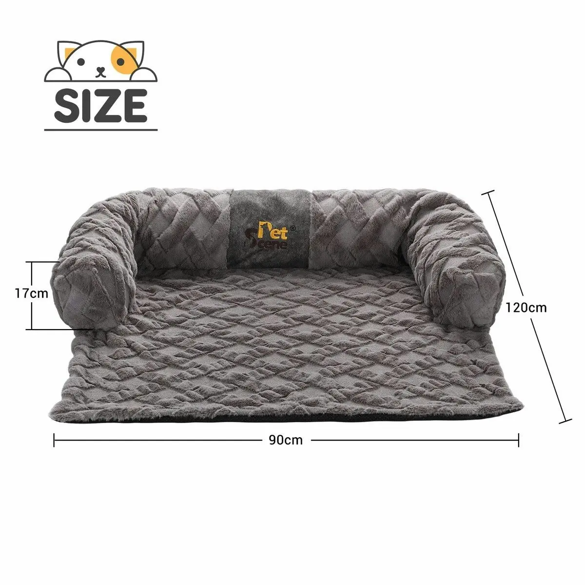 Ausway Dog Cat Bed XL Sofa Calming Luxury Puppy Couch Car Cushion Mat Cover Protector Warm Soft Fluffy Bolster Kitten Nest Washable Grey