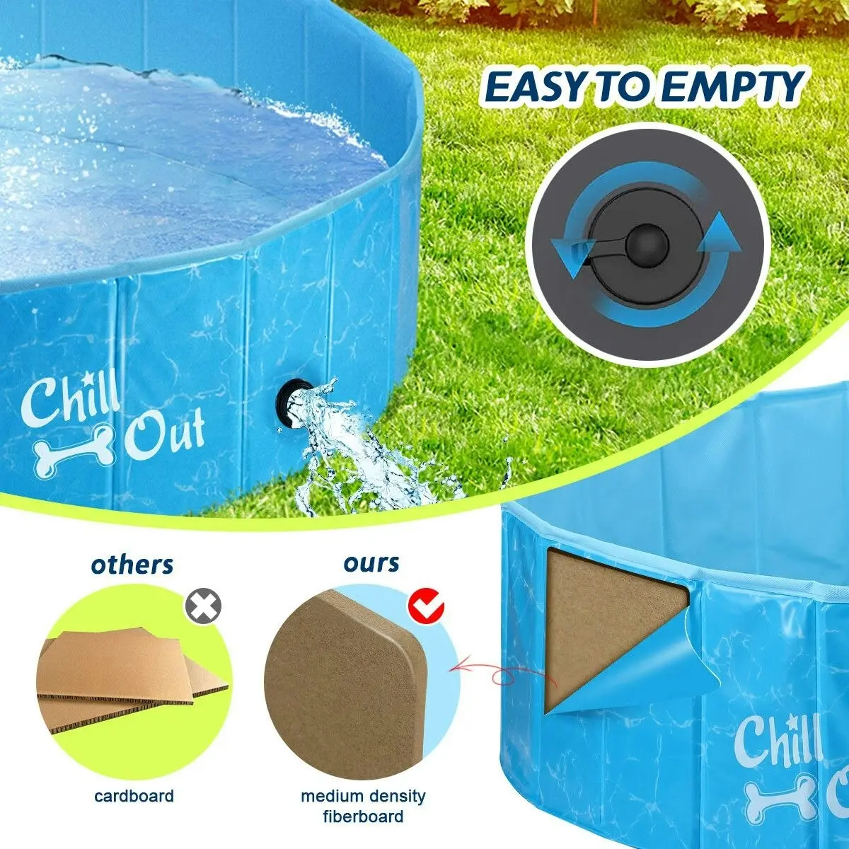 AFP  Foldable Dog Puppy Swimming Paddling Pool Washing Bath Tub S Size for Cat Pet Children