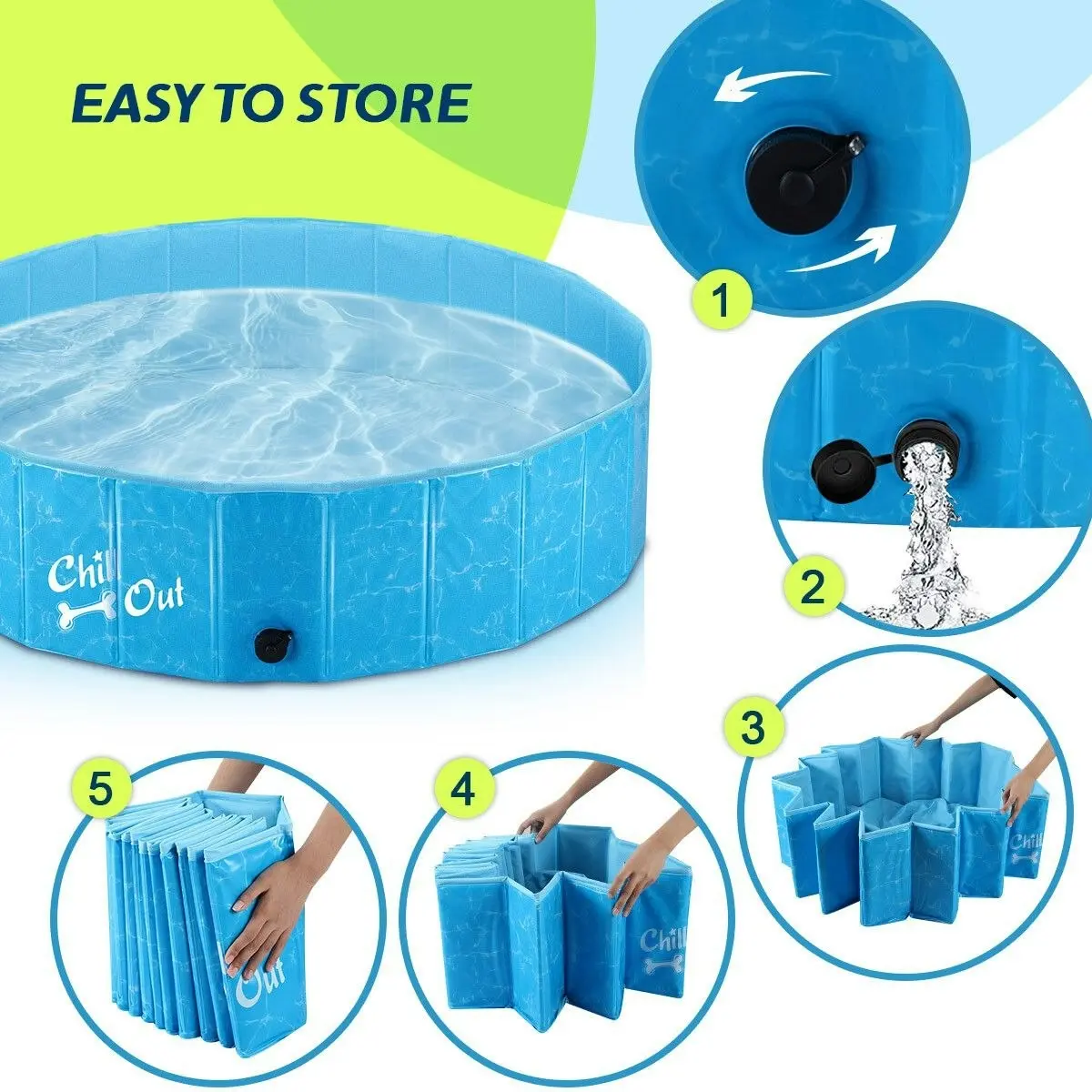 AFP  Foldable Dog Puppy Swimming Paddling Pool Washing Bath Tub S Size for Cat Pet Children