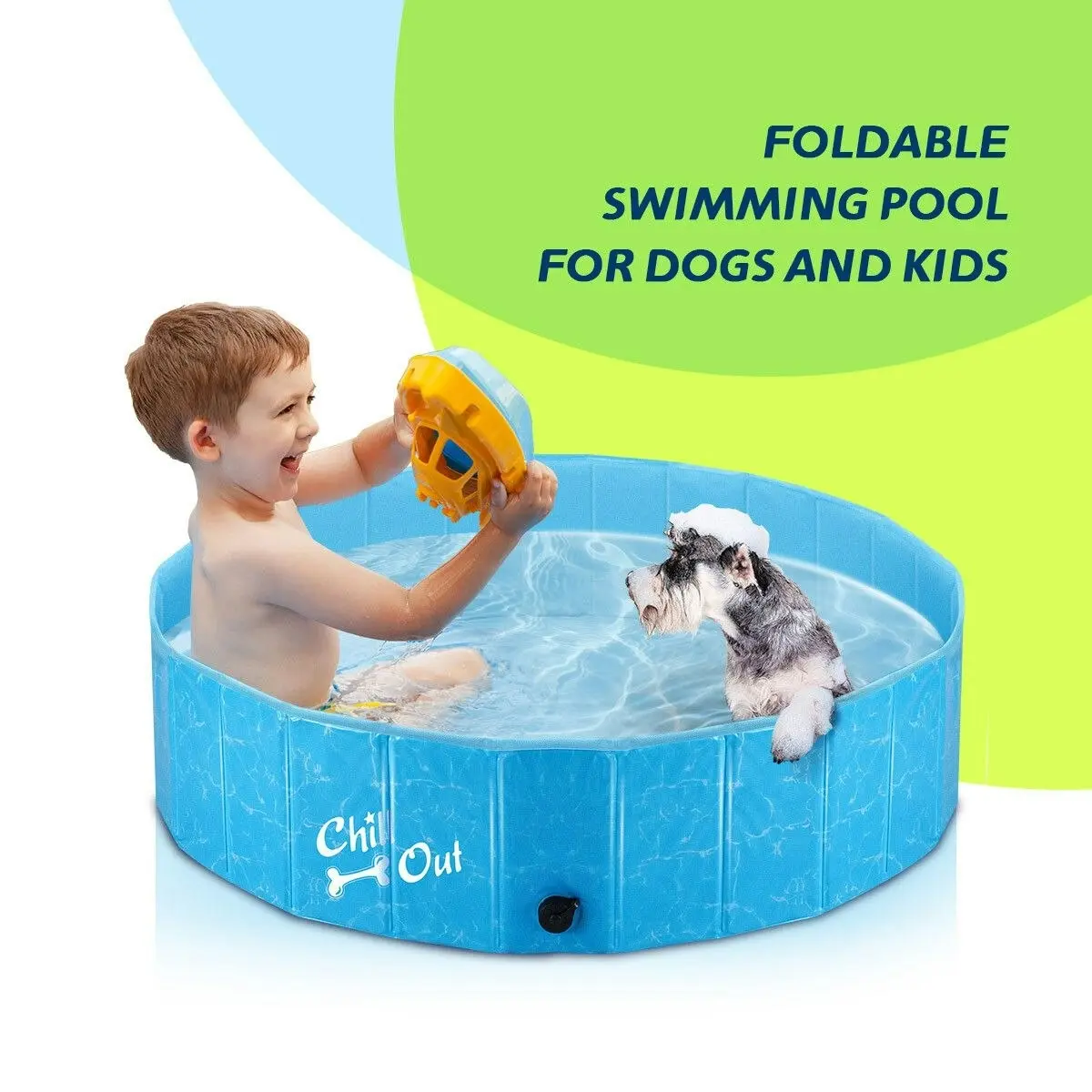 AFP  Foldable Dog Puppy Swimming Paddling Pool Washing Bath Tub S Size for Cat Pet Children