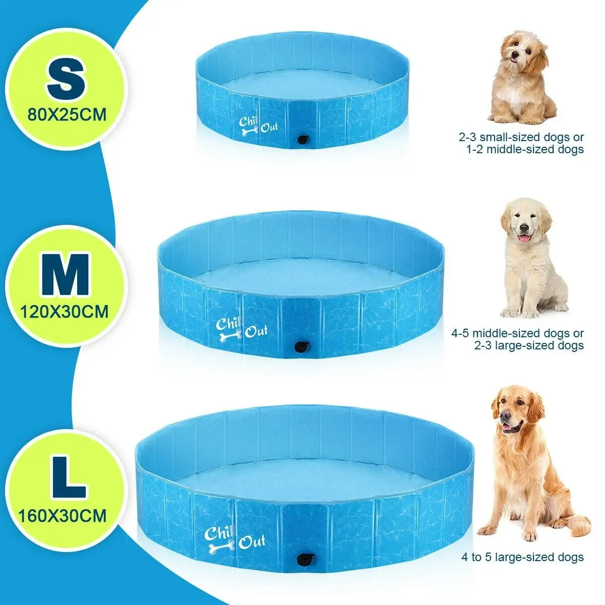 AFP  Foldable Dog Puppy Swimming Paddling Pool Washing Bath Tub S Size for Cat Pet Children