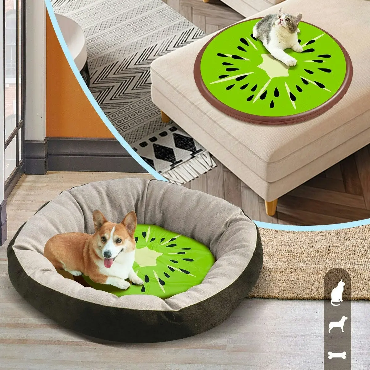 AFP  Kiwi Pattern Pet Dog Cat Cooling Gel Mat Pad 60X60X0.8CM