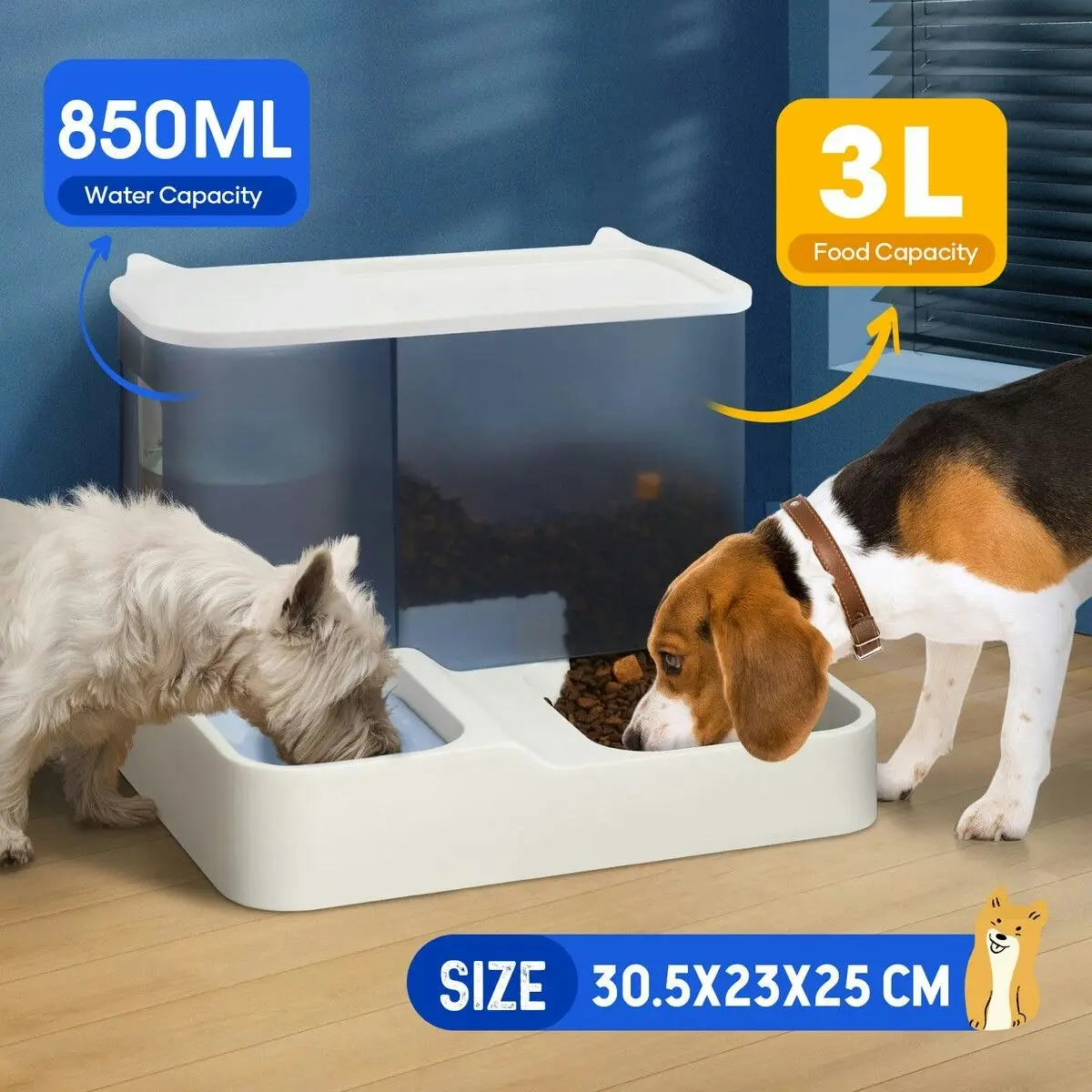 Pet Scene 2 In 1 Auto Cat Feeder Kit Gravity 3L Dog Food Bowl Pet Water Dispenser Automatic Feeding for Small Medium Large Pets Petscene