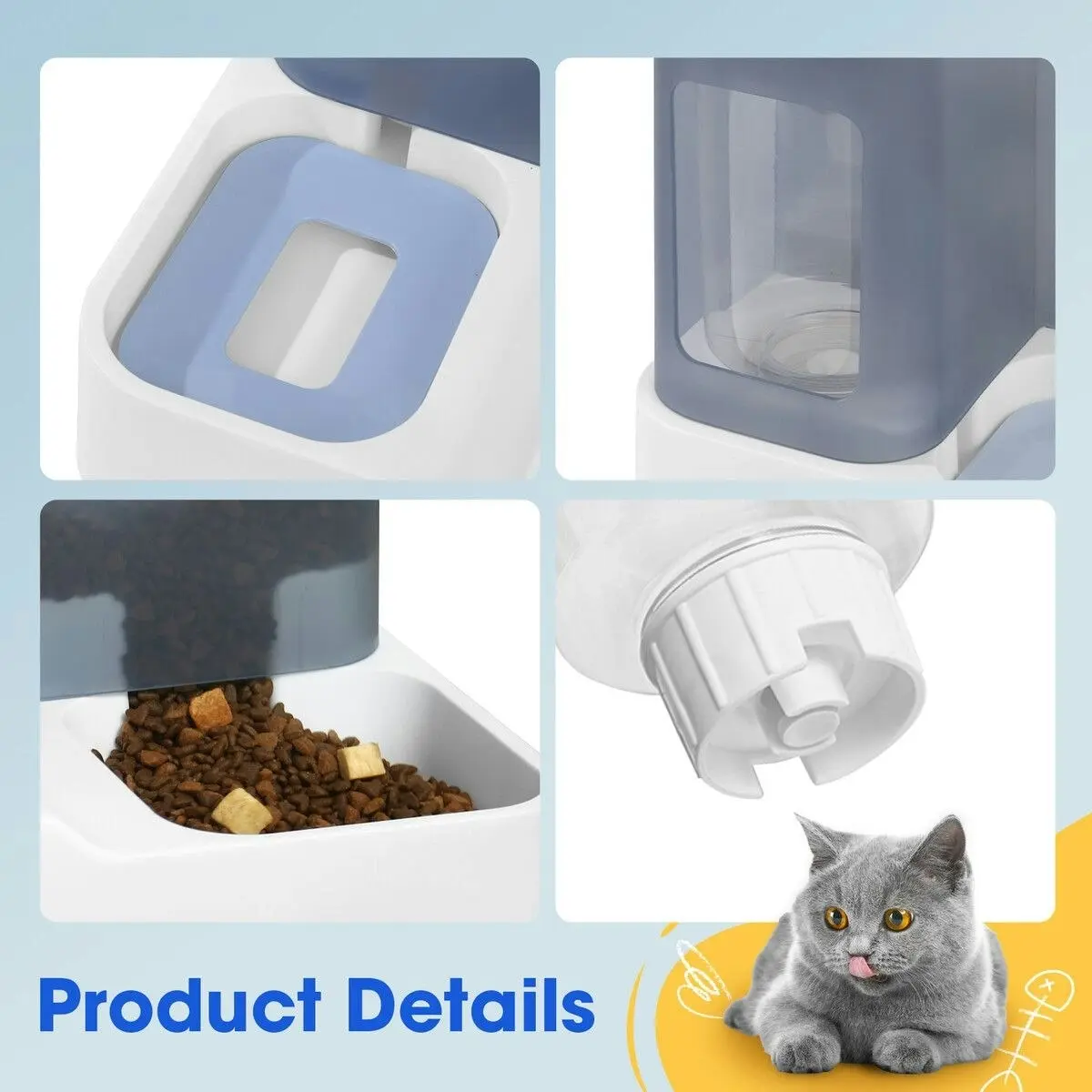 Pet Scene 2 In 1 Auto Cat Feeder Kit Gravity 3L Dog Food Bowl Pet Water Dispenser Automatic Feeding for Small Medium Large Pets Petscene