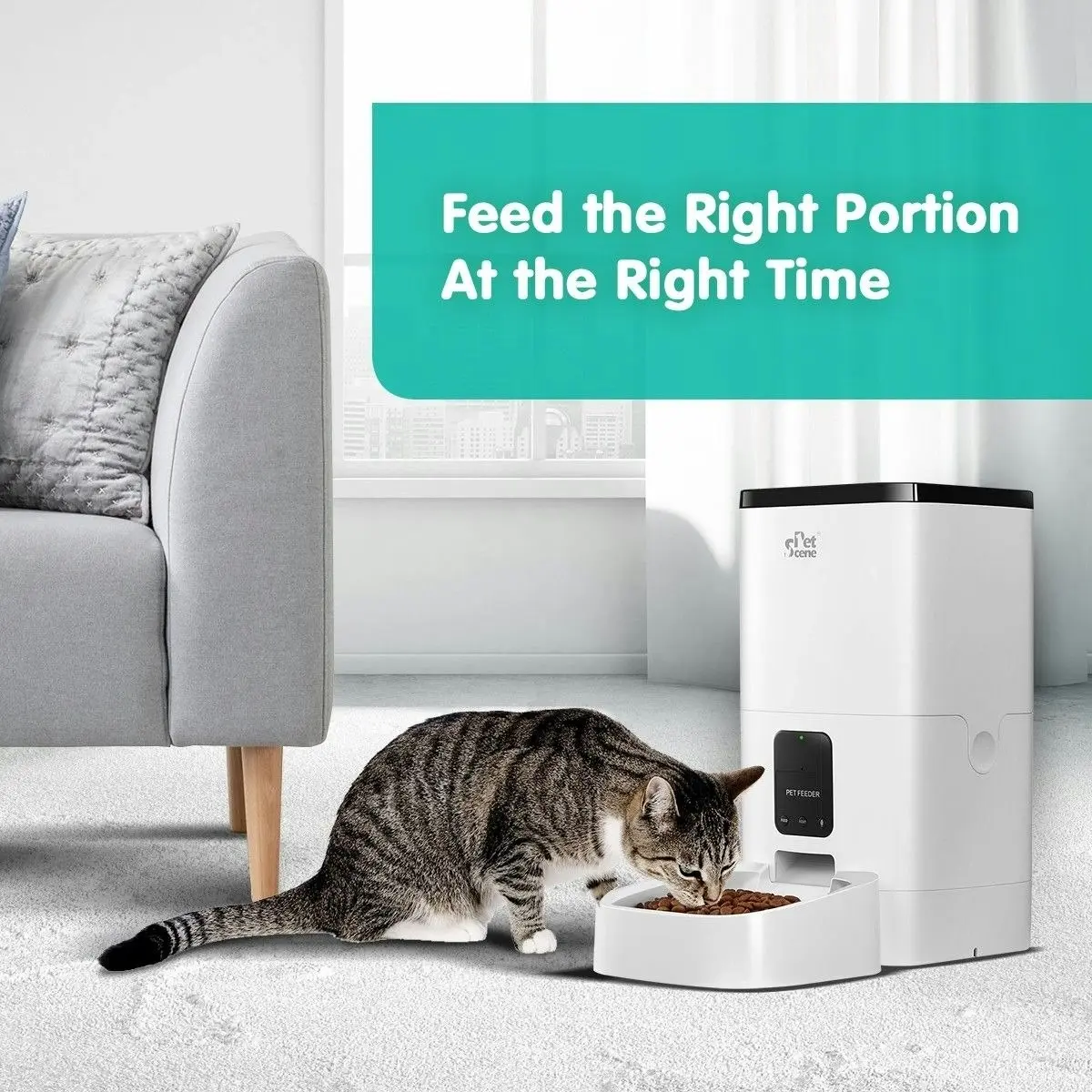 Pet Scene Petscene 6L Automatic Pet Feeder Wi-Fi Enabled Smart Dog Cat Feeder with App Remote Control