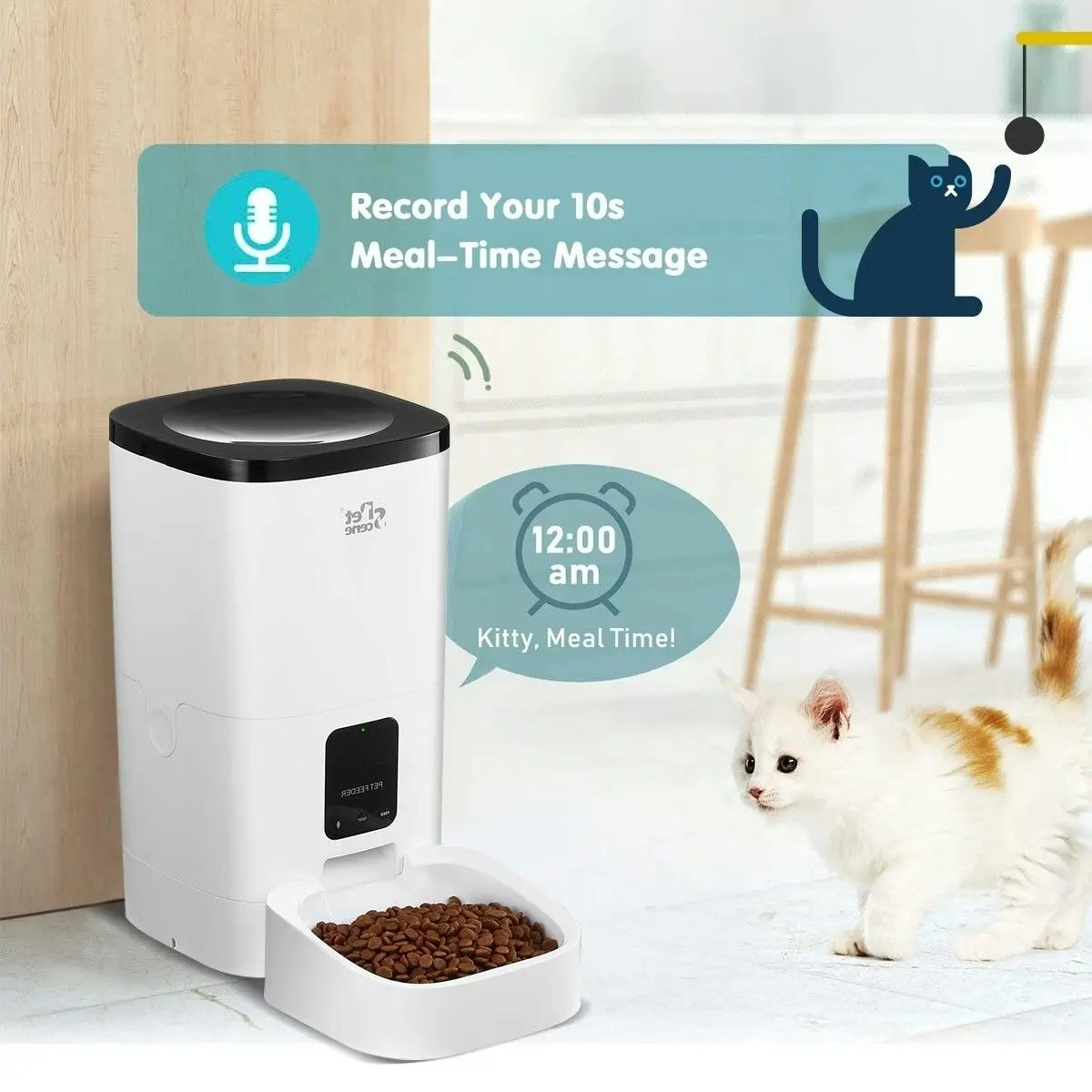 Pet Scene Petscene 6L Automatic Pet Feeder Wi-Fi Enabled Smart Dog Cat Feeder with App Remote Control