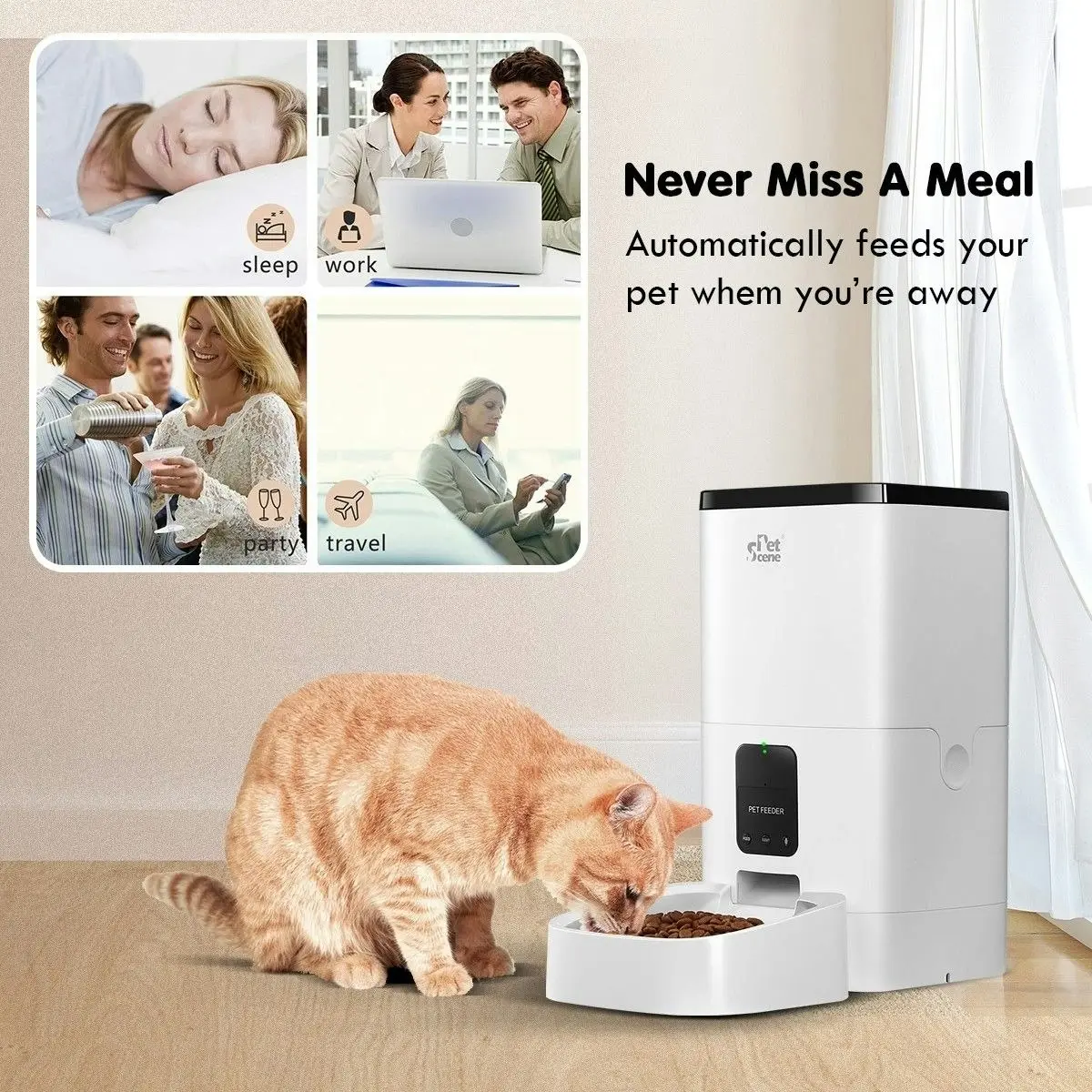 Pet Scene Petscene 6L Automatic Pet Feeder Wi-Fi Enabled Smart Dog Cat Feeder with App Remote Control